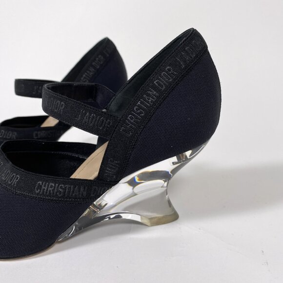 CHRISTIAN DIOR Runway Black with Clear Wedge Heel - Picture 11 of 12